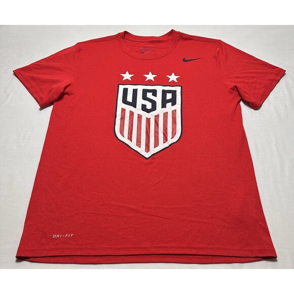 Nike Team USA Shirt Adult Medium Olympics Short Sleeve Red Dri-Fit Athletic Cut - Picture 1 of 9